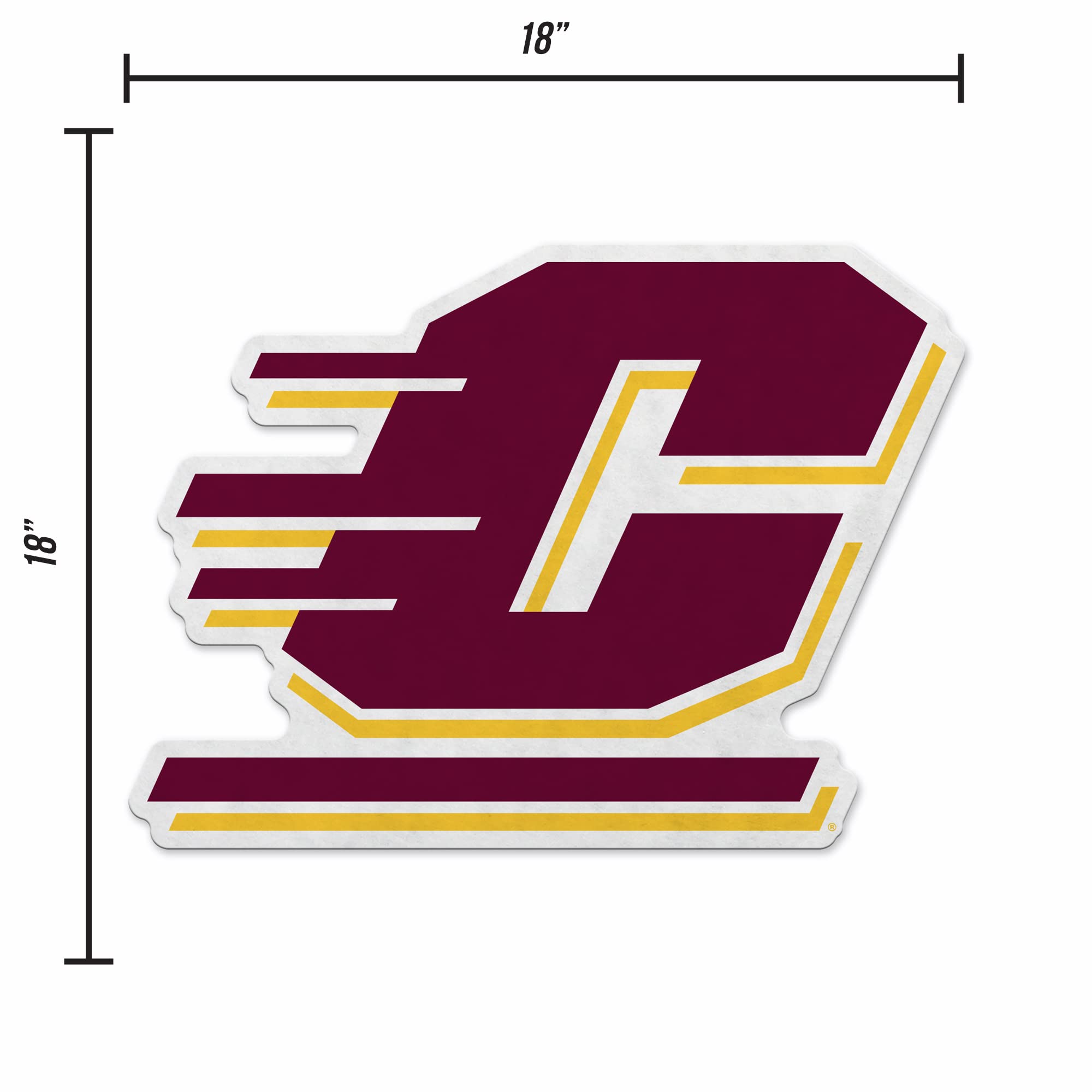 Rico Industries Ncaa Central Michigan Chippewas Primary Shape Cut Pennant - Home And Living Room D  Cor - Soft Felt Ez To Hang