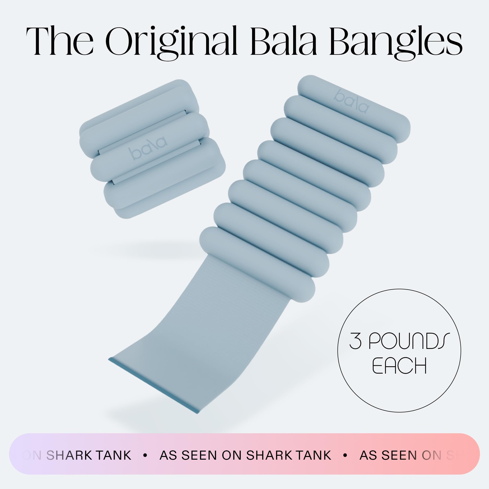 Bala Bangles Wrist & Ankle Weights for Women & Men (Sea) - 3 lb Adjustable Silicone Weighted Bracelet Set for Gym, Yoga, Pilates