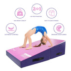 Kangaroo Hoppers Folding Incline Gymnastics Wedge Mat For Kids Tumbling, Skill Training, 56''X28''X15'' Cheese Mat For Home Gym