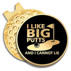 Geygie I Like Big Puts And I Cannot Lie Black Gold Golf Ball Marker With Magnetic Hat Clip, Funny Golf Gifts And Accessories For