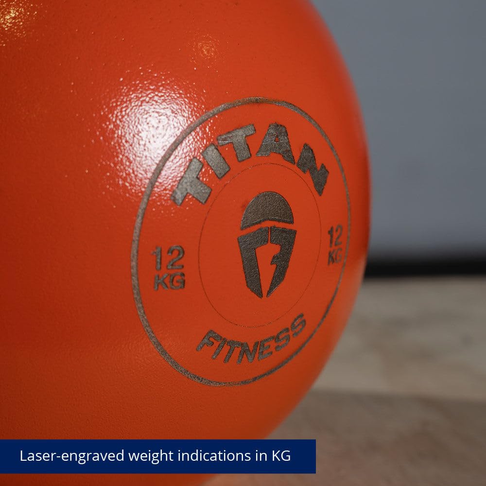 Titan Fitness 12 Kg Competition Kettlebell, Single Piece Casting, Kg Markings, Full Body Workout