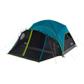 Coleman Carlsbad 4 Person Dark Room Dome Camping Tent with Screen Room, E Ports, Side Windows, and WeatherTec System, Teal Blue/