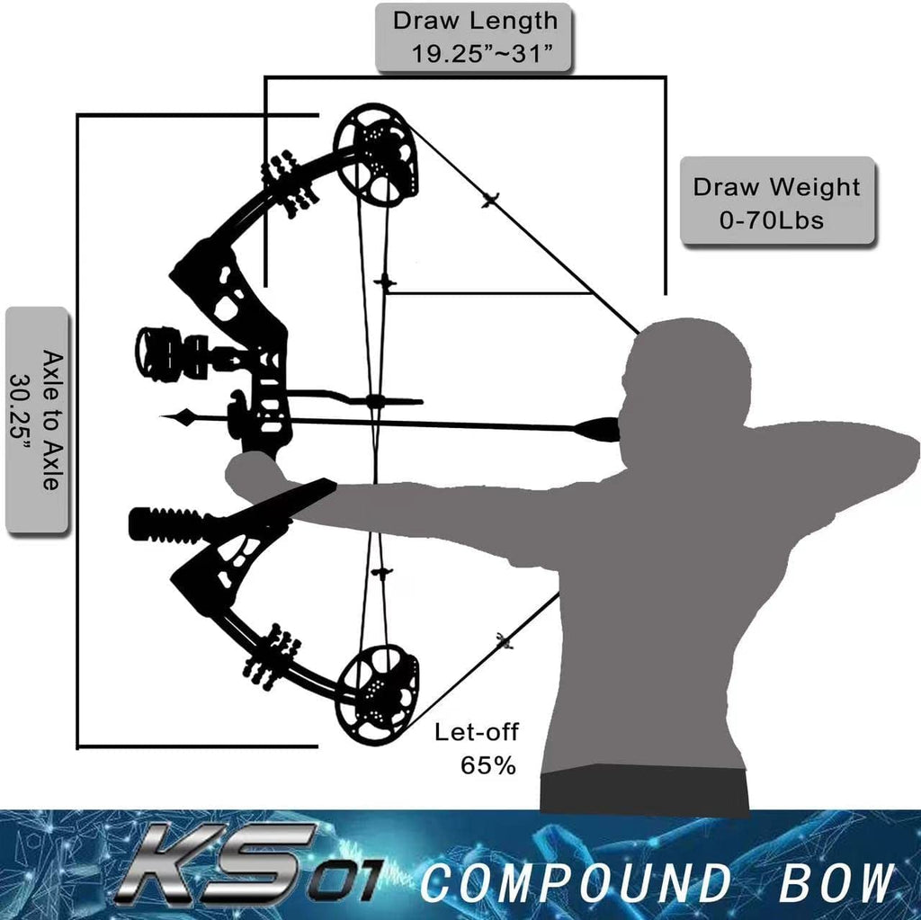 Pandarus Compound Bow Set 15-45Lbs For Pull Beginner And Teens Right Handed Adjustable 18-29 Draw Length, 320 Fps Speed, Hunting