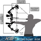 Pandarus Compound Bow Set 15-45Lbs For Pull Beginner And Teens Right Handed Adjustable 18-29 Draw Length, 320 Fps Speed, Hunting