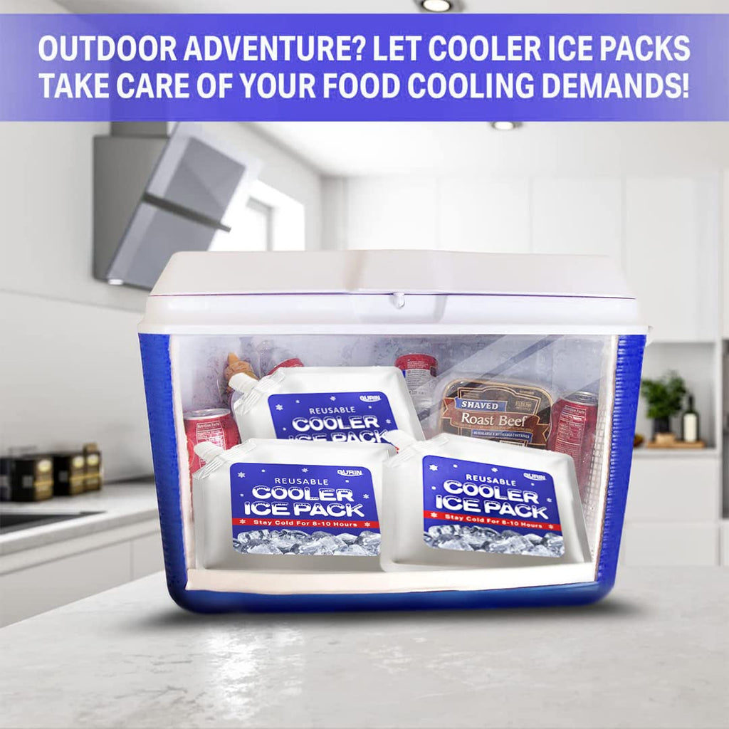 Gurin Reusable Ice Packs For Lunch Box, Bag, Or Backpack Coolers - Cold Up To 8-12 Hours Long Lasting For Camping Picnic, Outdoo