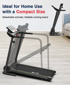 Redliro Walking Treadmill With Long Handrail For Balance, Recovery Fitness Exercise Machine Foldable For Home Use With Holder Fo