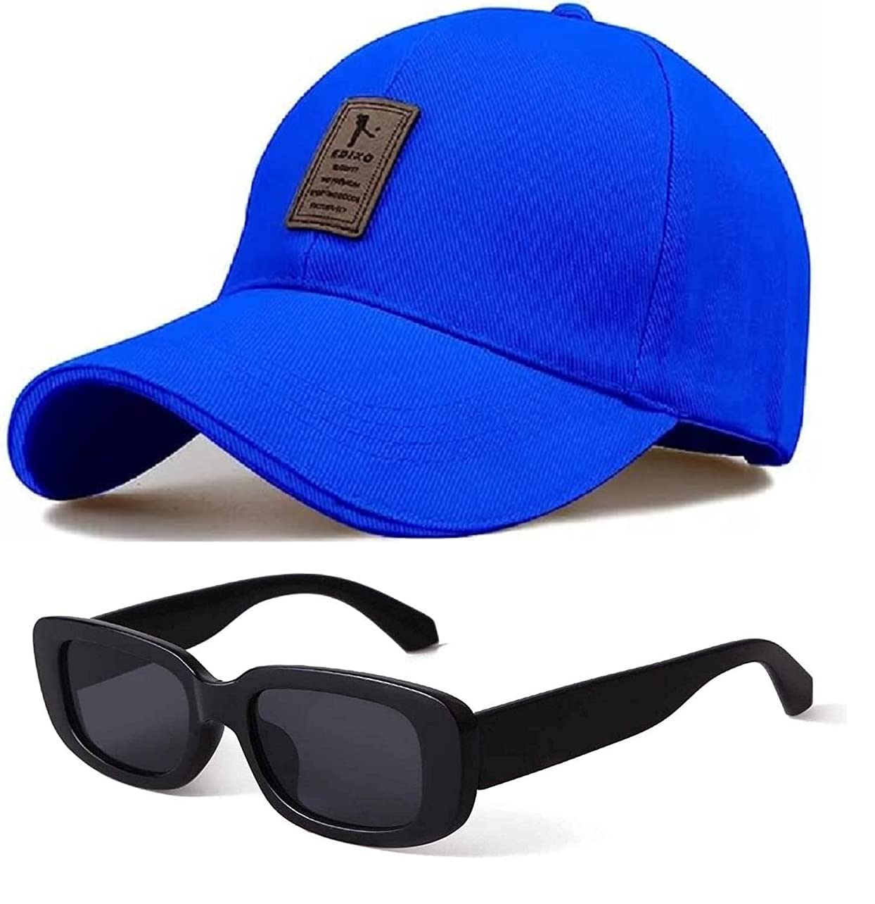 Selloria Cotton Baseball Cap And Sunglass For Unisex Sunglasses Combo For Men & Women .Pack Of 2 (Royal Blue)