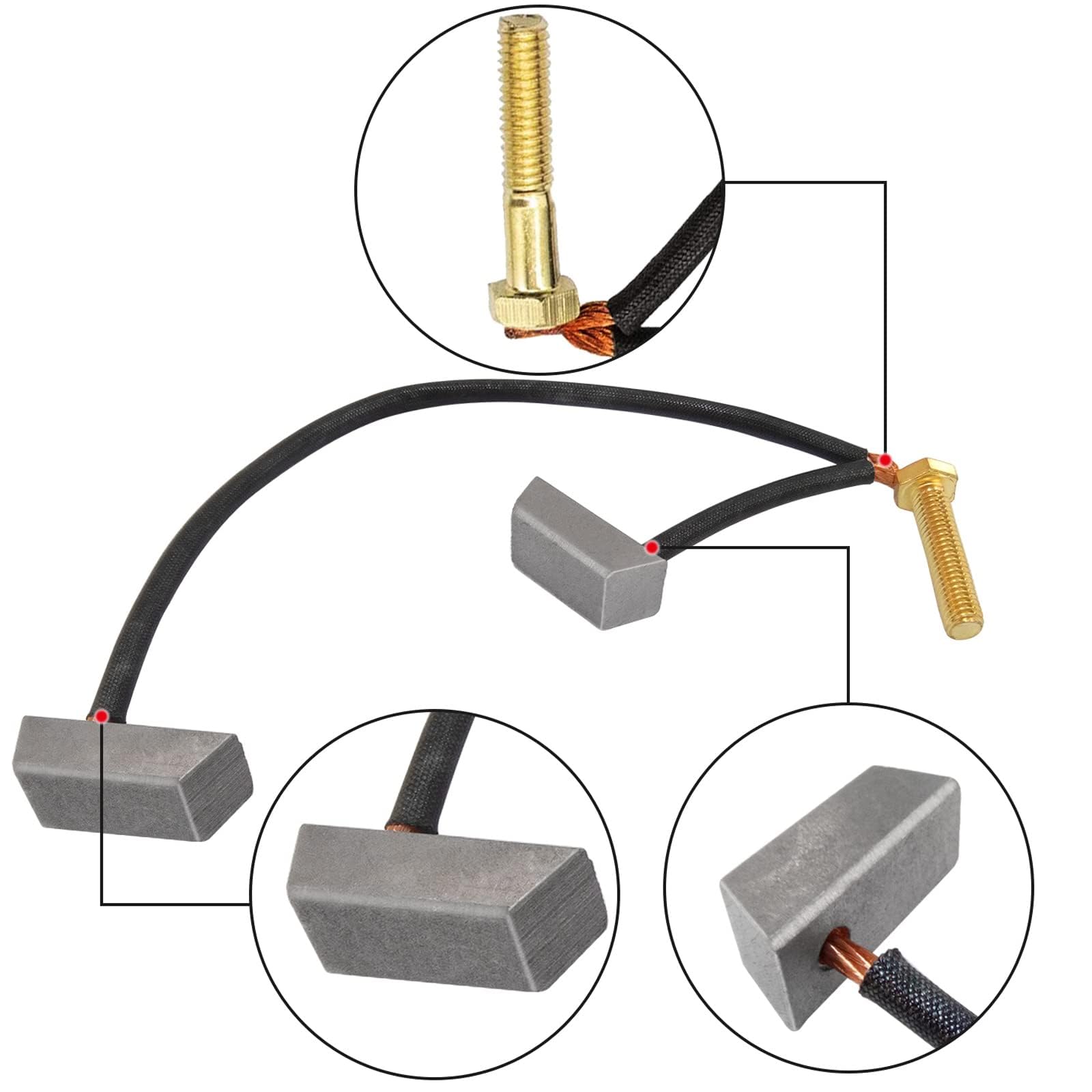 Leapgomax Golf Cart Motor Brushes Kit Fits Club Car Electric 1994-Up 36 & 48-Volt And Yamaha Electric G8 G9 G14 G16 Ge Electric