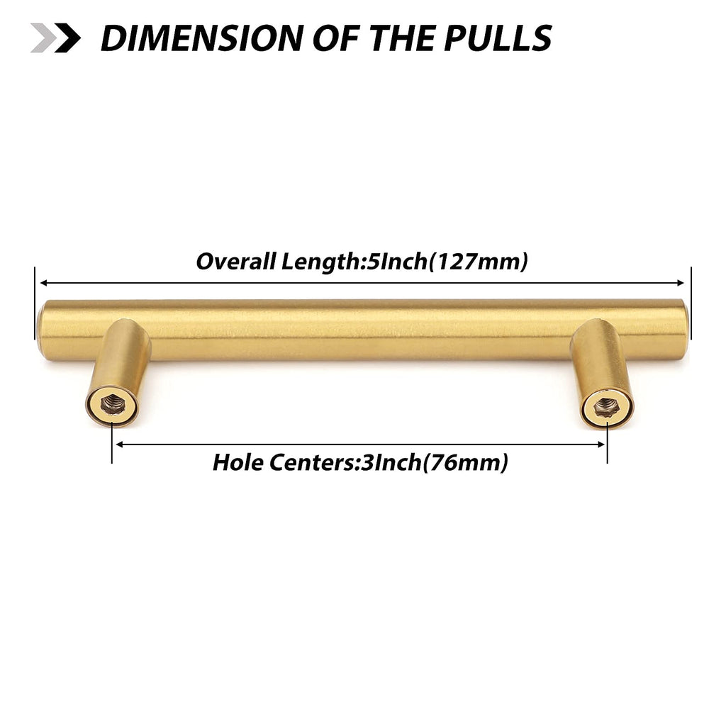 Goldenwarm 20 Pack Brushed Brass Cabinet Handle Pulls Dresser Drawer Hardware 3 Inch(76Mm) - Ls201Gd76 Kitchen Cabinet Handles C
