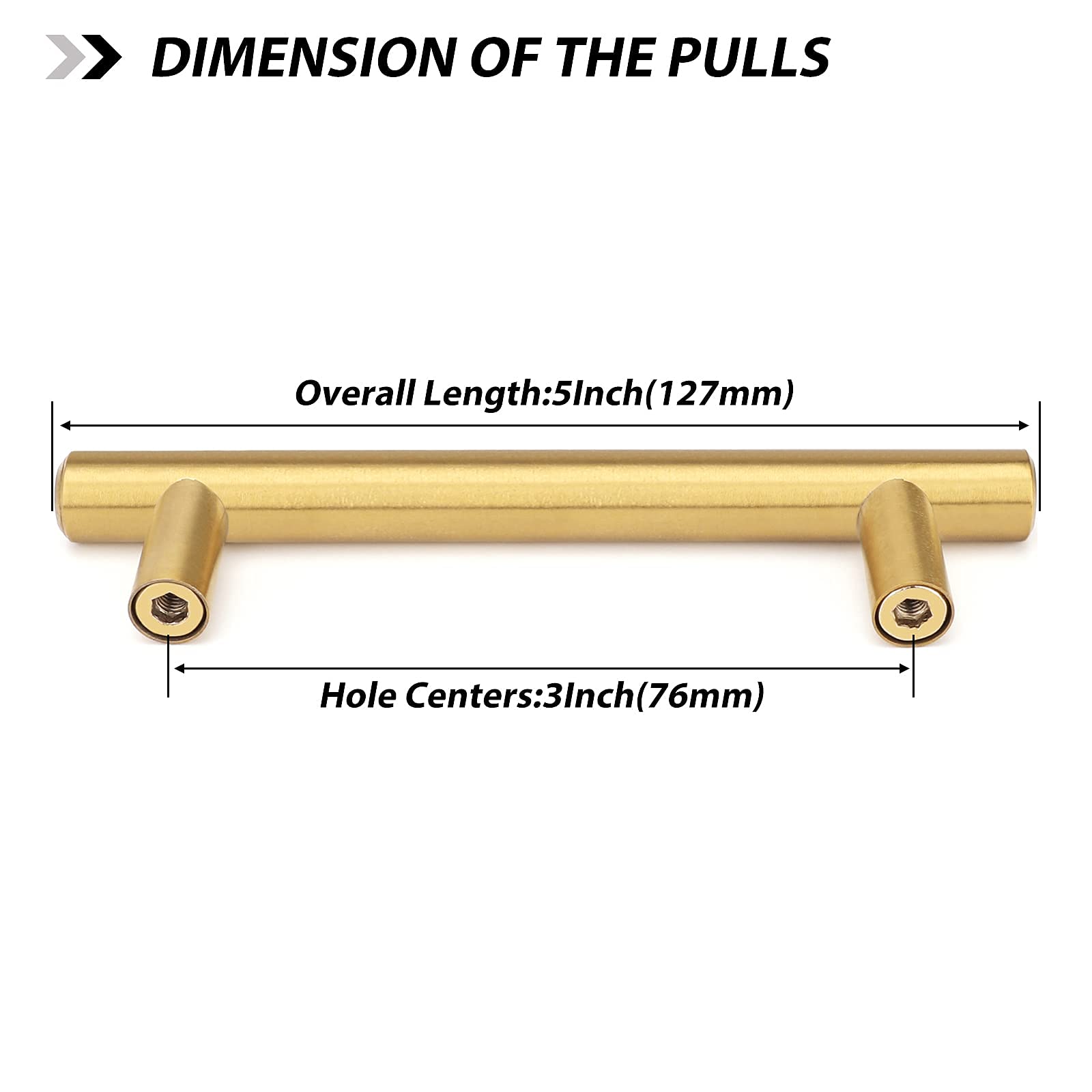 Goldenwarm 20 Pack Brushed Brass Cabinet Handle Pulls Dresser Drawer Hardware 3 Inch(76Mm) - Ls201Gd76 Kitchen Cabinet Handles C