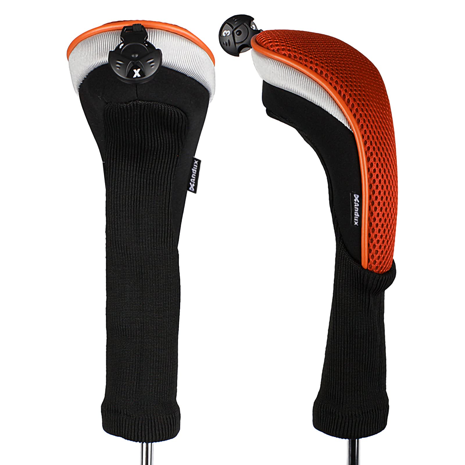 Andux 2Pcs/Pack Long Neck Golf Hybrid Club Head Covers Interchangeable No. Tag Ctmt-02 Orange