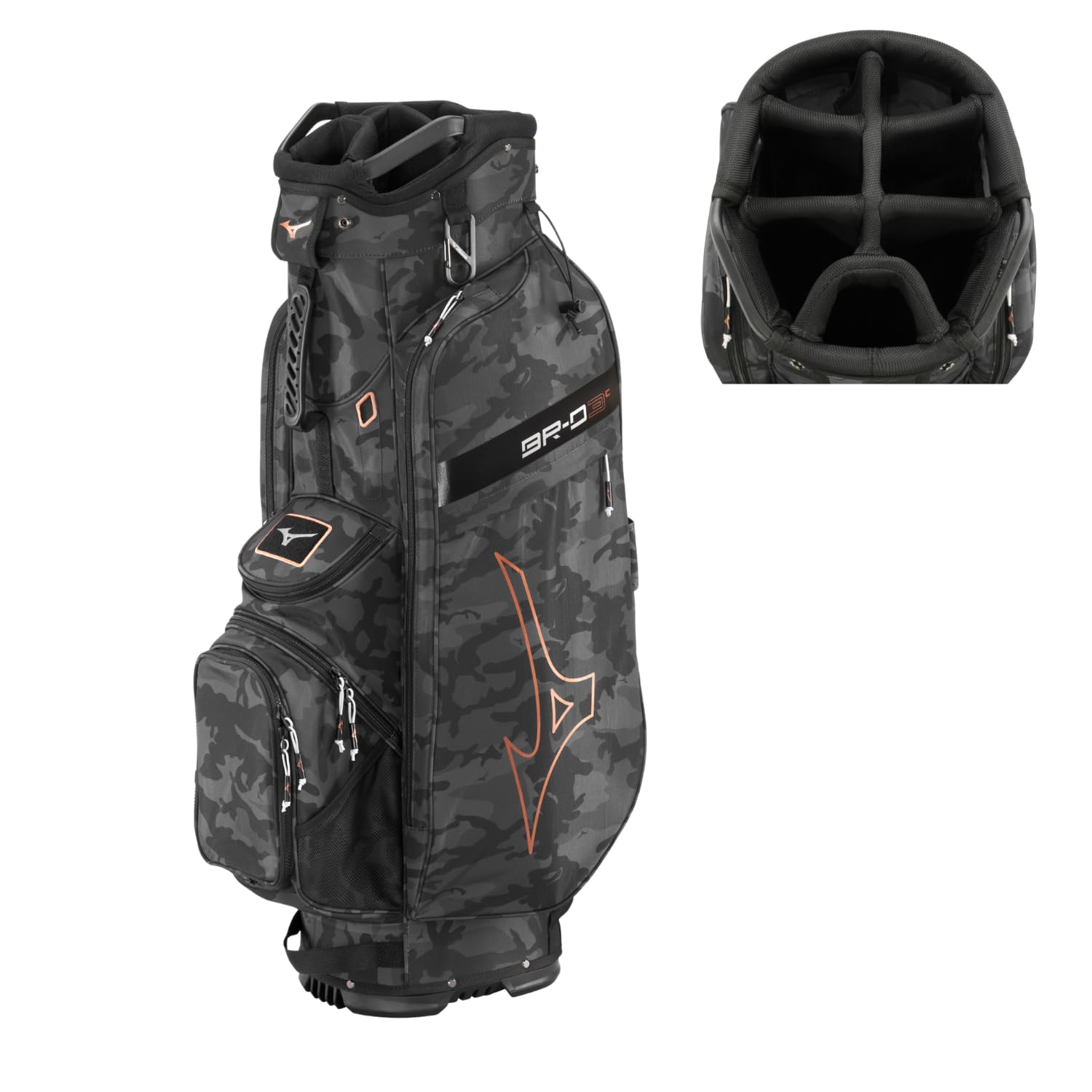 Mizuno BR-D3C Cart Golf Bag | 9 Inches | Black Camo-Copper