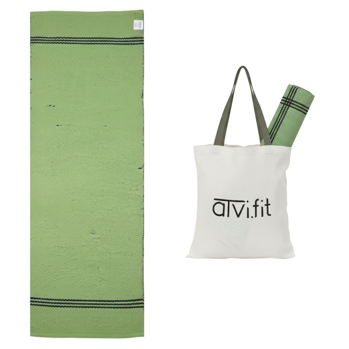 Atvi.Fit Pure Cotton AntiSkid, Machine Wash Foldable Travel Friendly Extra Cushioning Yoga Mat With Cotton Carry Bag 73Inches X