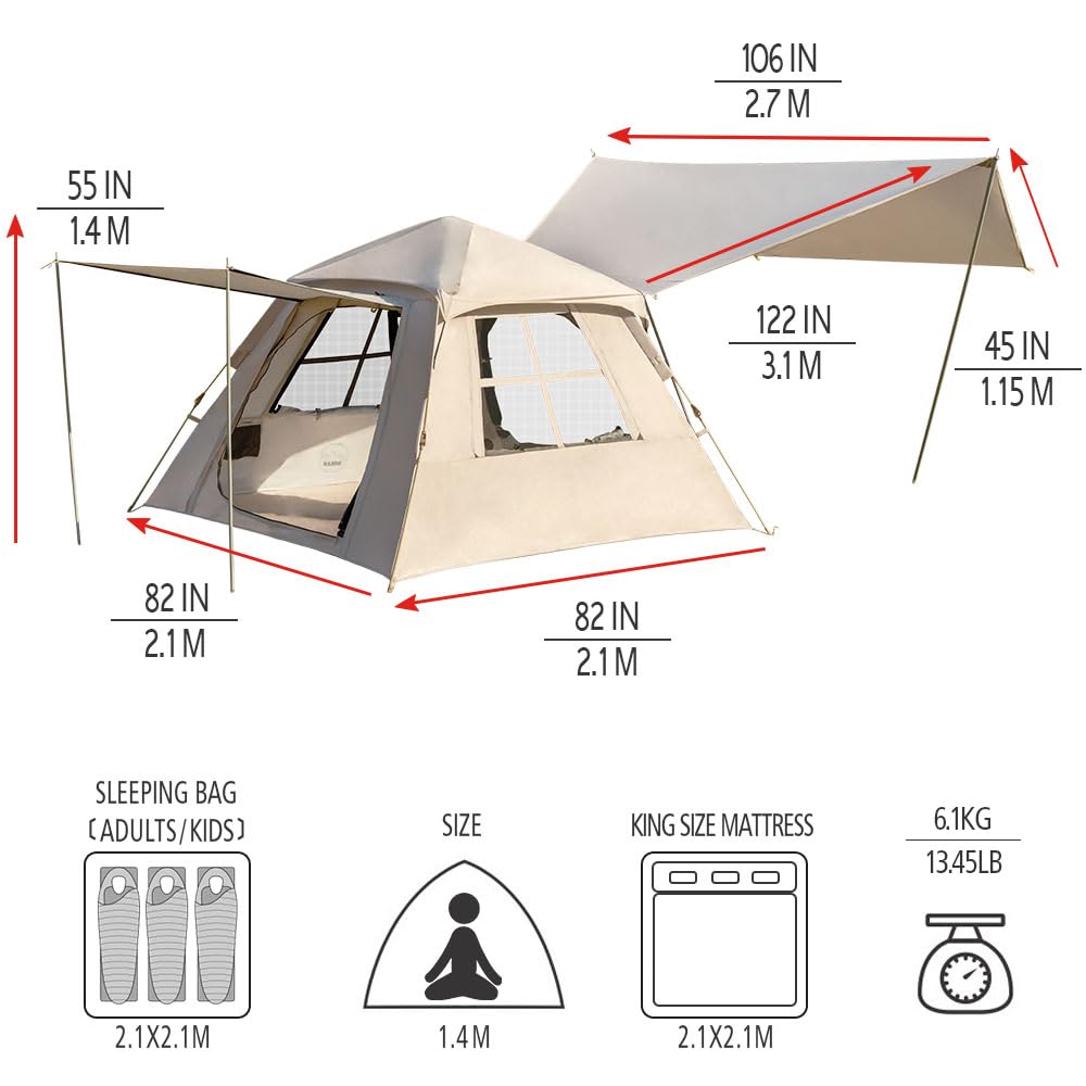 Kazoo Instant Camping Tent (2P Khaki)