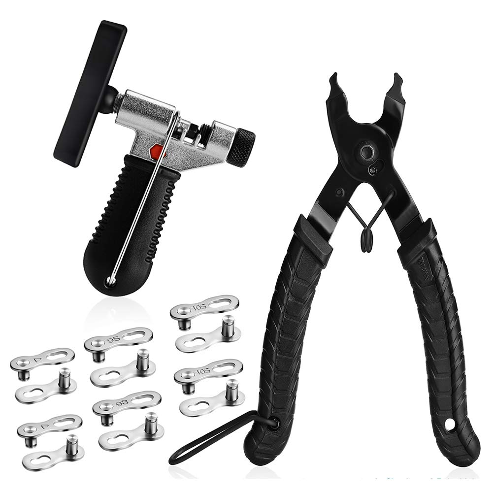 A Akraf Bicycle Chain Repair Tool Kit With Bike Link Plier, Chain Breaker Splitter Tool, 6 Pairs Bicycle Missing Links, Bicycle 