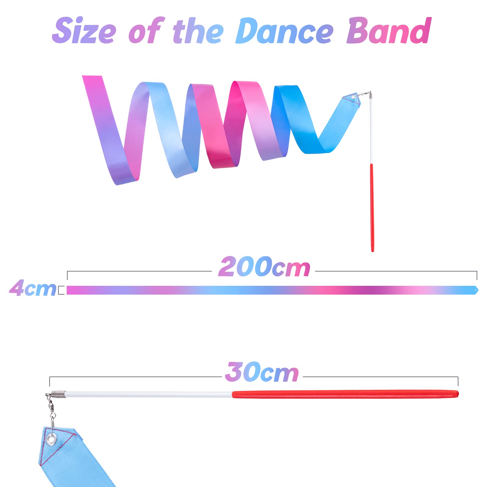 Cikyner Gymnastics Ribbon, 2 Pack Colorful Gymnastics Band With Stick, Dance Band Children Rainbow Band For School And Home Game