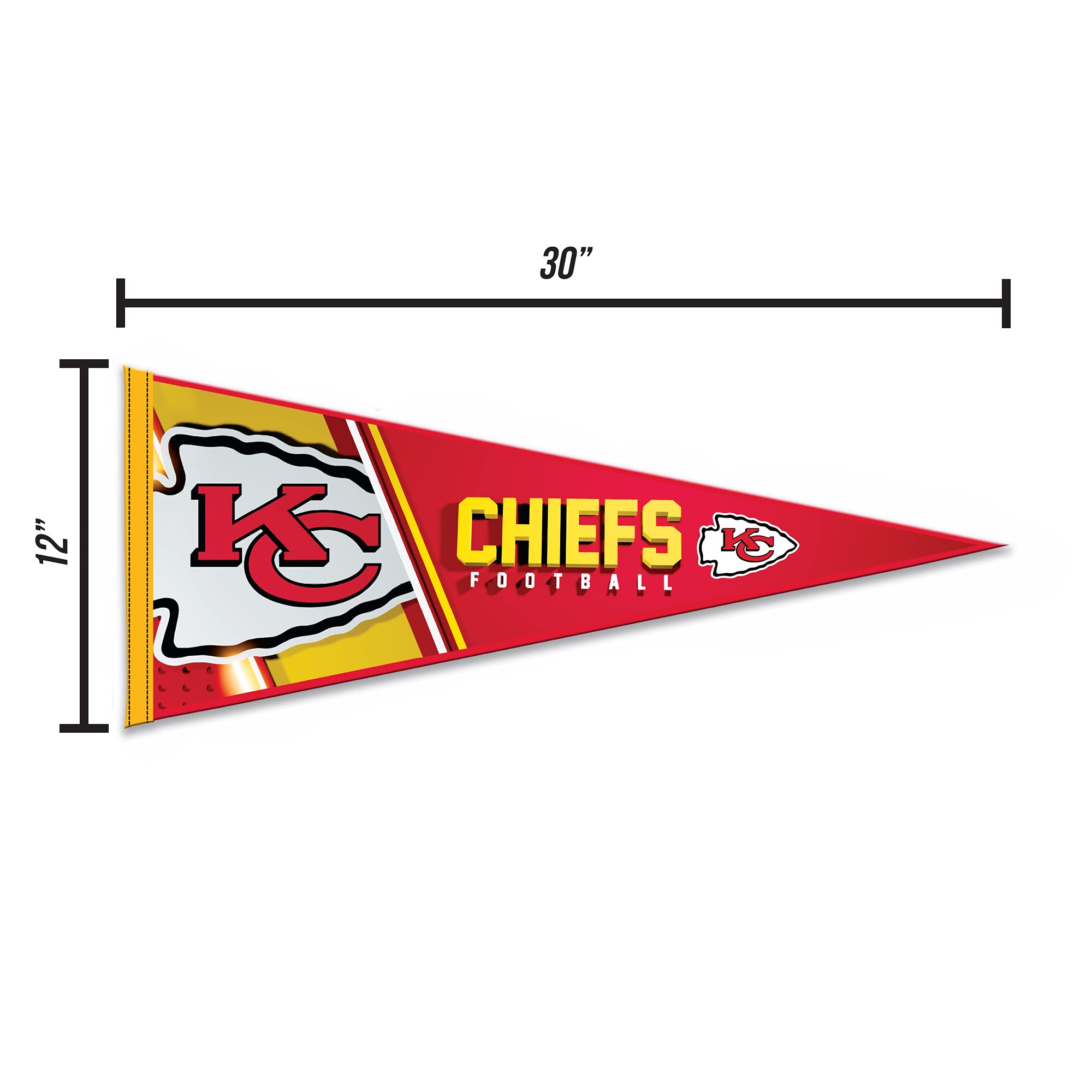Rico Industries Nfl Football Kansas City Chiefs Primary 12'' X 30'' Felt Wall D  Cor Pennant - Great For Home/Bed Room/Man Cave