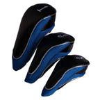 Andux Golf 460Cc Driver Fairway Wood Head Covers With Zipper Closure Set Of 3 (Black/Blue)