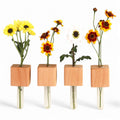 Decorative Wooden Planter Fridge Magnets, Set Of 4