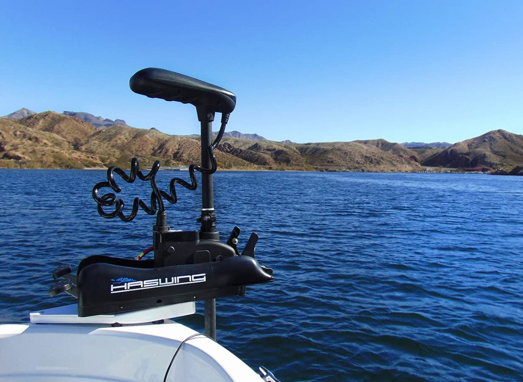Parkho Haswing Electric Trolling Motor - 12V 55Lb 54 Inch Shaft Cayman Bow Mount Boat Fishing Saltwater Freshwater With Remote C