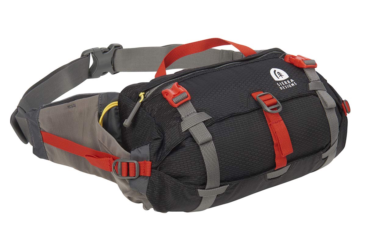 Sierra Designs Flex Lumbar Waist Pack, 3-6L Peat, Hiking Waist Bag With Water Bottle Holder, Adjustable Volume, and More