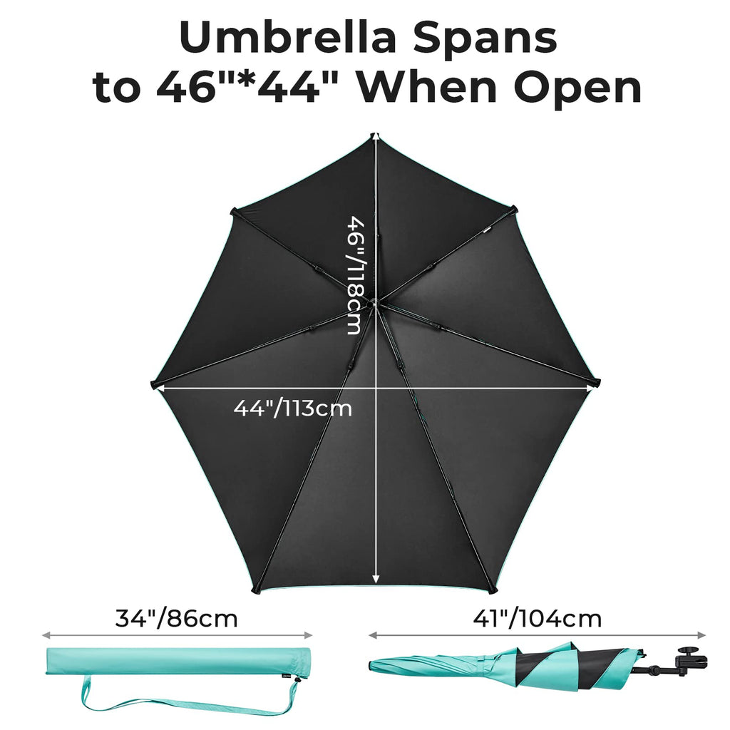 G4Free Adjustable Beach Umbrella Xl With Universal Clamp Shaft For Chair, Golf Cart, Stroller, Bleacher, Patio (Lake Blue)