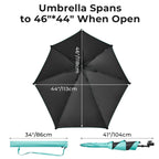 G4Free Adjustable Beach Umbrella Xl With Universal Clamp Shaft For Chair, Golf Cart, Stroller, Bleacher, Patio (Lake Blue)