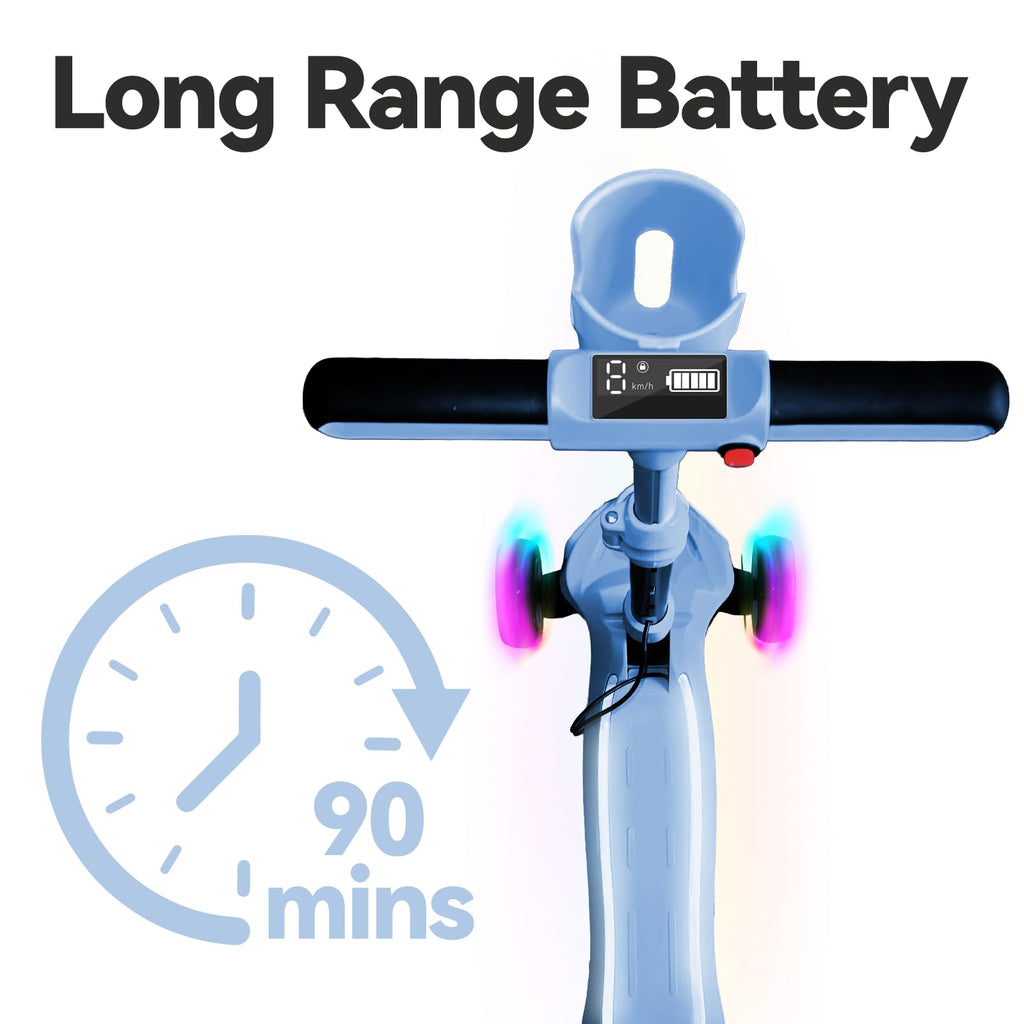 Electric Scooter for Kids Age 3-10, 2025 Upgraded, Storage Basket, LCD Screen, Full Body Lights Up, Wide Deck, 5Mph Safe Speed,