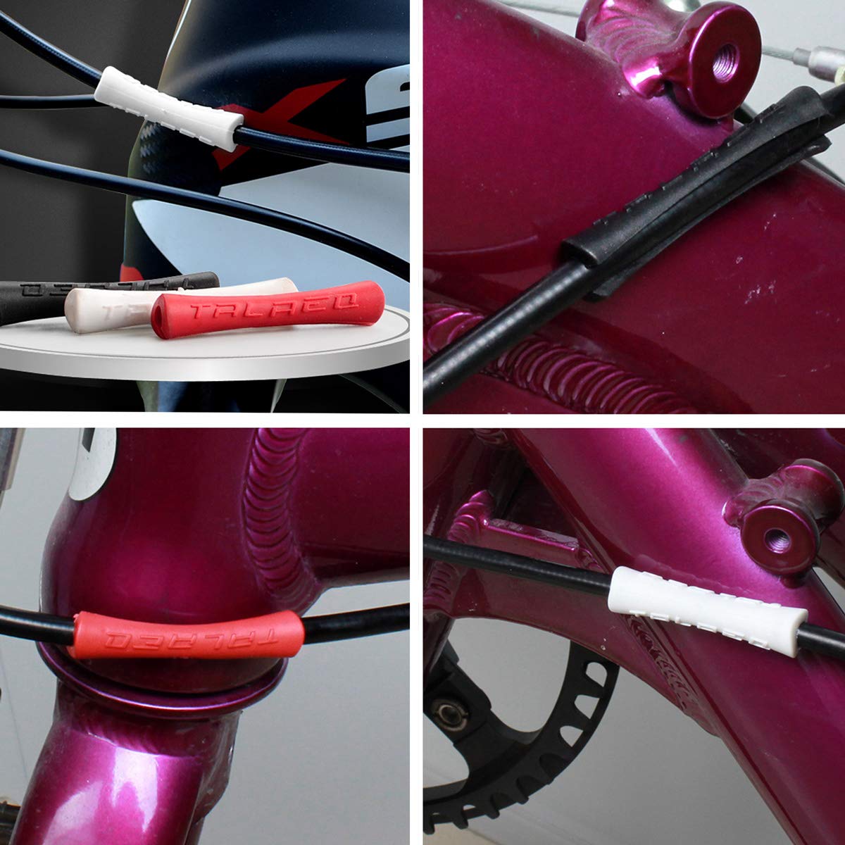 Farbetter Bicycle Frame Protection Bike Protector Rubber Sleeve For Shifter Brake Cable 3 Colors, 4Pcs/ Color, 12Pcs/ Bag