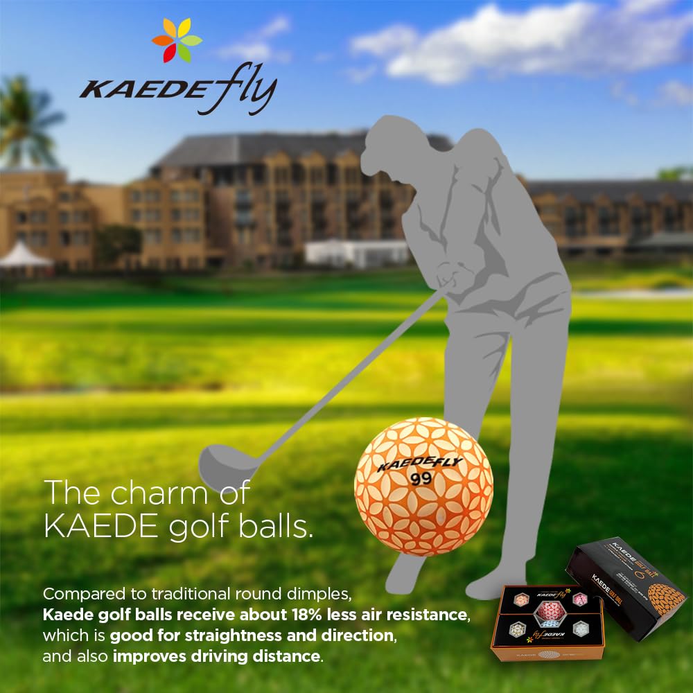 Kaede Fly Distance Golf Balls (Half Dozen) 2 Tone Colored 6 Balls