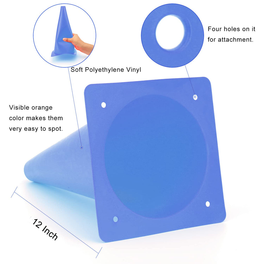 12 Inch Blue Traffic Training Cones, Plastic Safety Parking Cones, Agility Field Marker Cones For Soccer Basketball Football Dri