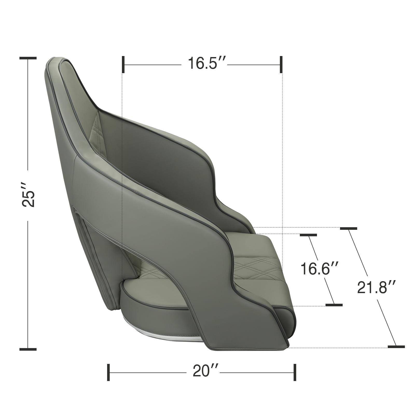 ERGOSEAT Deluxe Pro High Back Boat Seat Pontoon Captains Bucket Seat Boat Seat with Armrests (Light Gray/Light Gray/Charcoal)