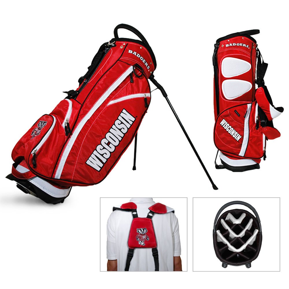 Team Golf Ncaa Wisconsin Badgers Fairway Golf Stand Bag, Lightweight, 14-Way Top, Spring Action Stand, Insulated Cooler Pocket,