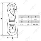 Shonan Stainless Steel Flag Clips For Flagpole Rope- 4 Pack 3.5 Inch Swivel Snap Hook Flag Pole Clips, Diving Clips Spring Hooks