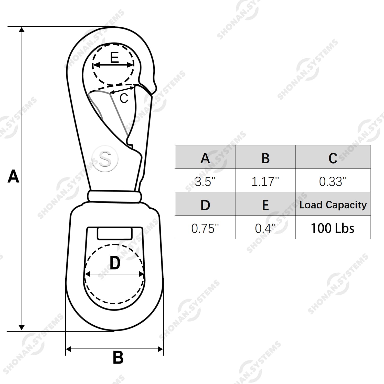 Shonan Stainless Steel Flag Clips For Flagpole Rope- 4 Pack 3.5 Inch Swivel Snap Hook Flag Pole Clips, Diving Clips Spring Hooks