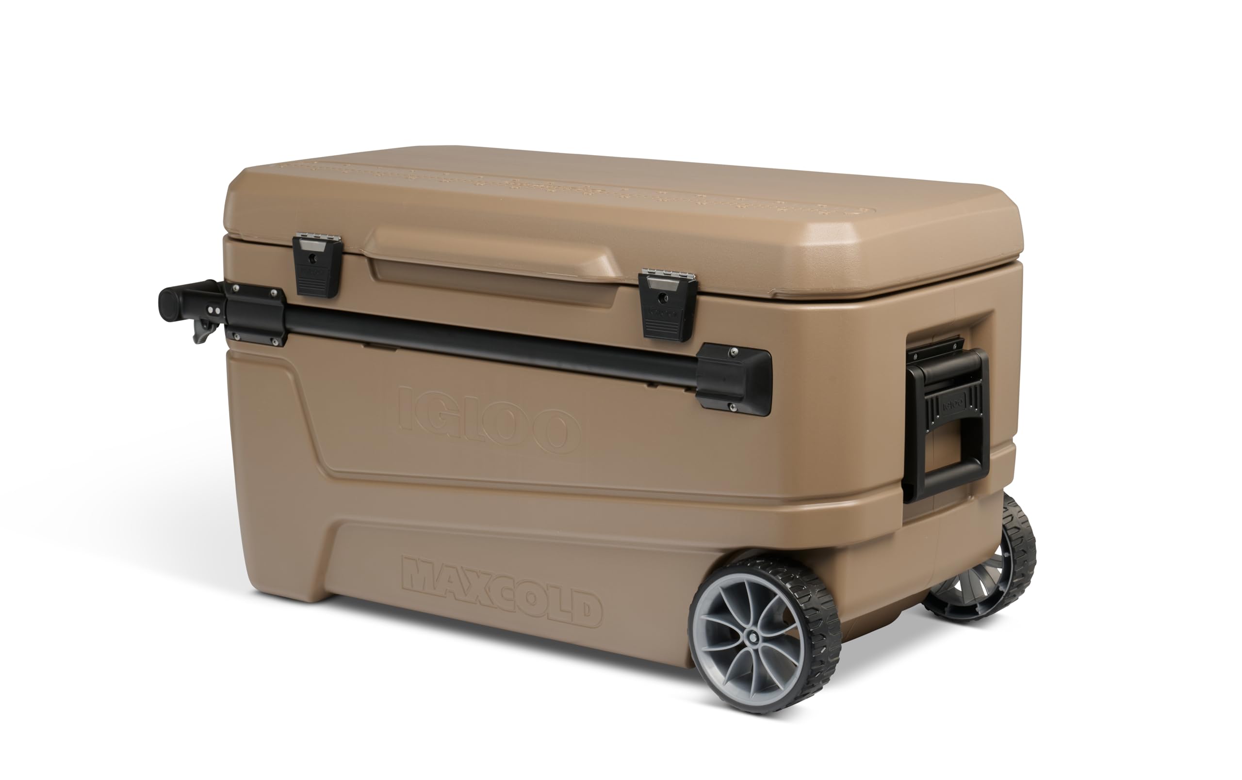 Igloo Maxcold Glide 110Qt Wheeled Cooler | Insulated Hard Shell Ice Chest | Canyon Brown