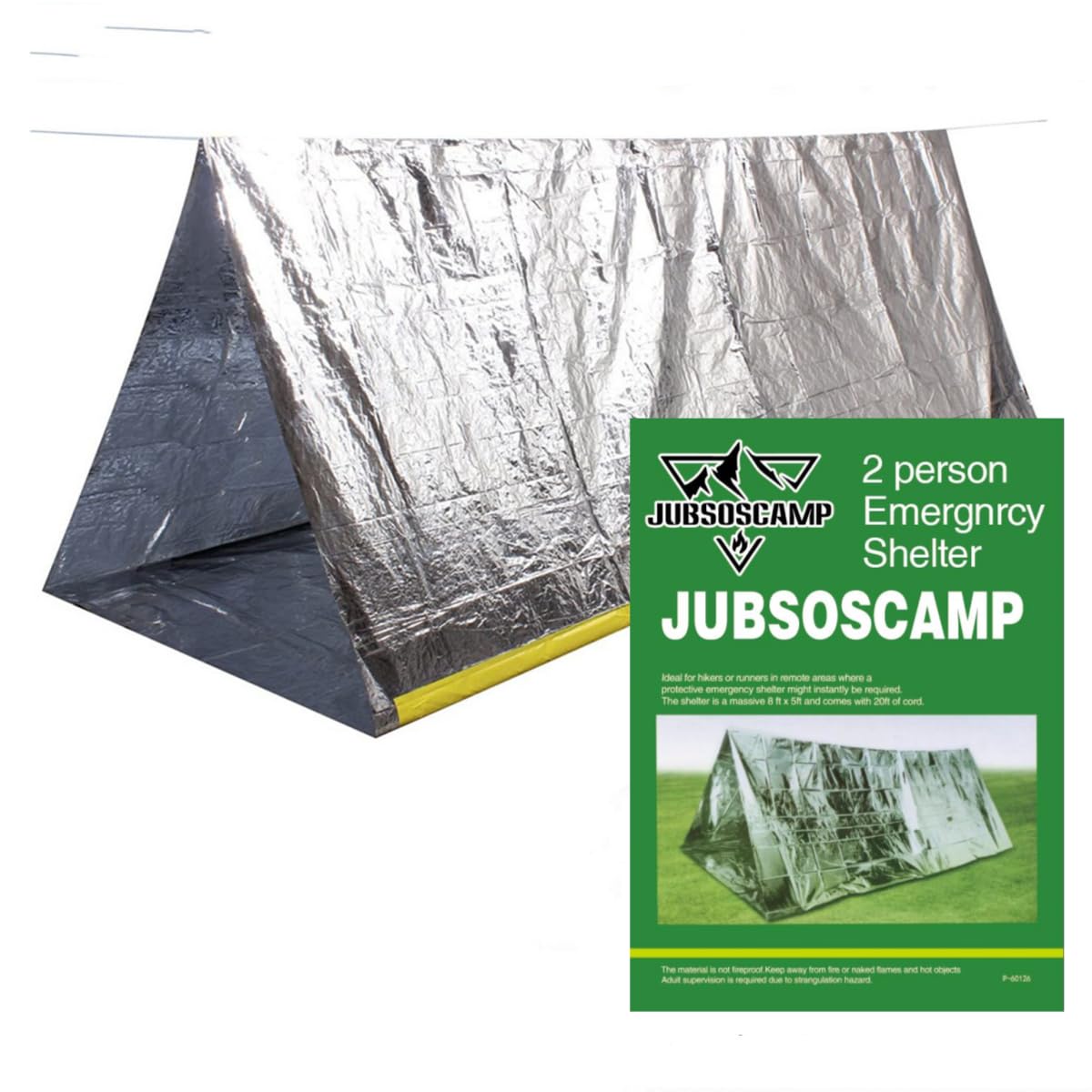 Emergency Survival Shelter Tent, 59 X 98.4Inch Waterproof 2-Person Mylar Thermal Shelter Tent For Hiking Camping (Silver)