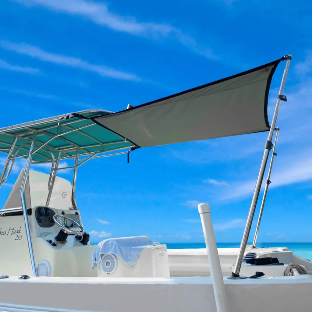 Oceansouth Cabin Cruiser Extension (Size 12) 10.5 Ft Length X 8Ft Width - Black Shades Sun Shade Canvas Boat Bulk Fishing Access