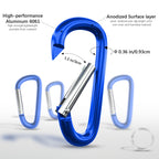 Sprookber 5 Heavy Duty Aluminum Carabiners, Large D-Ring Clips, Spring Snap Hooks For Camping, Hiking, Keychain, Dog Leash (Set