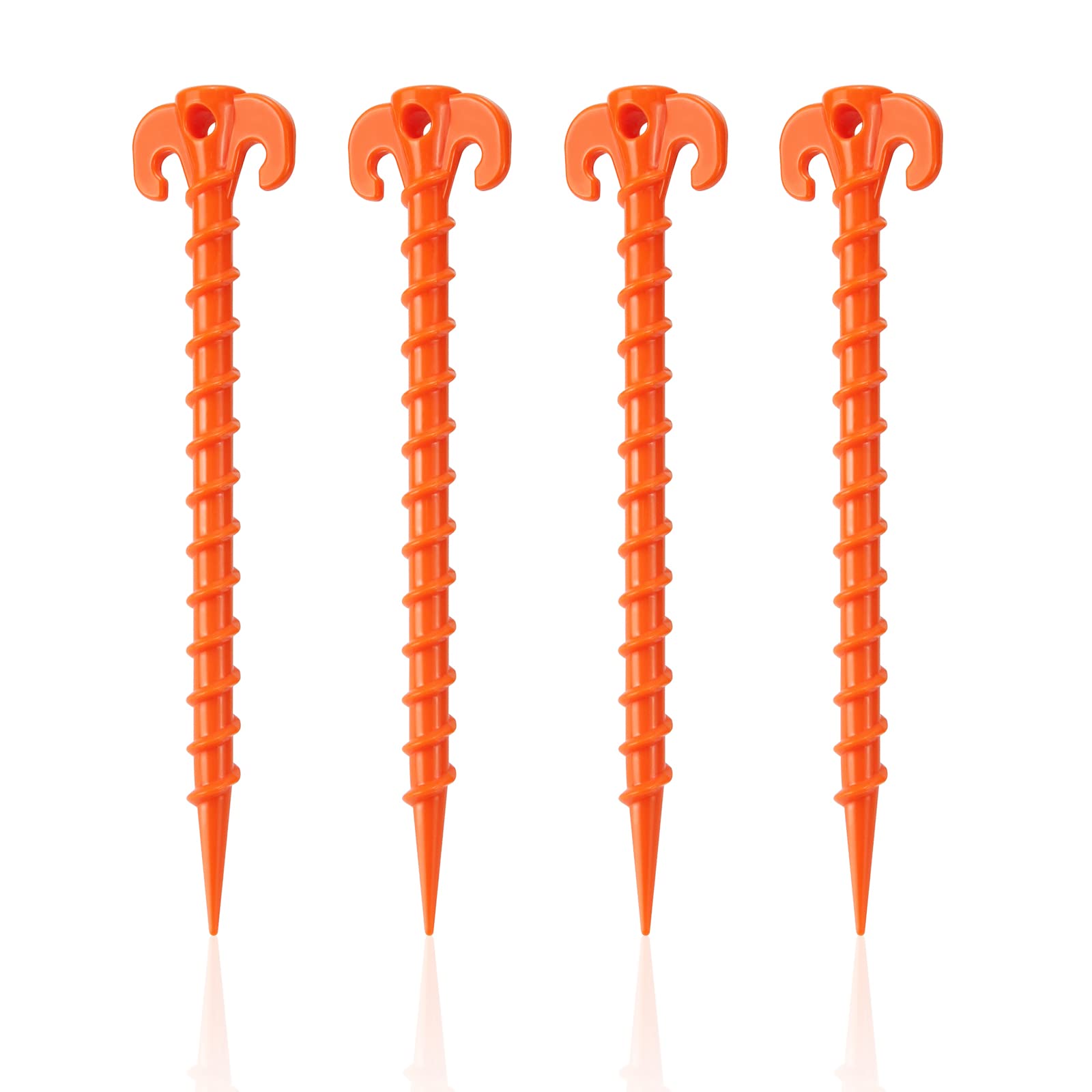 Canopy Stakes Canopy Anchor Beach Tent Stakes Heavy Duty Screw Shape 25 Cm 10 Inch - 4 Pack Orange