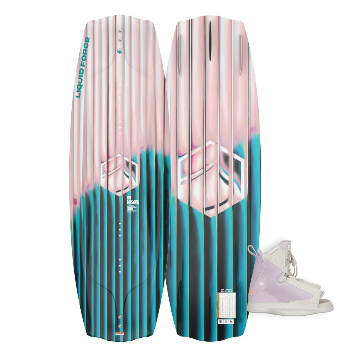 Liquid Force 2026 Womens Angel 130cm Wakeboard w/ Plush Size 4-7 Wakeboard Bindings Package