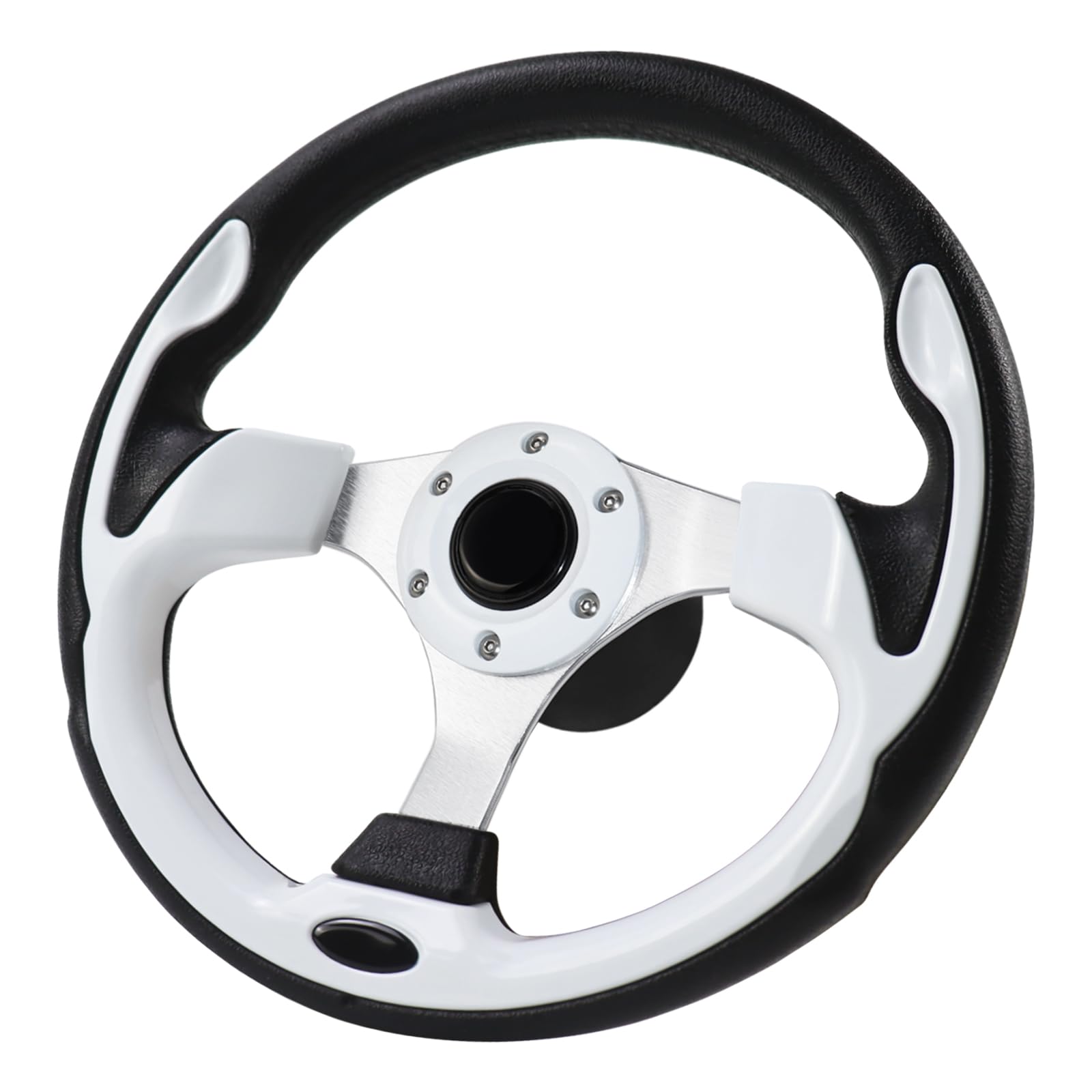 QYMOPAY 12.5inch Boat Steering Wheel, 3/4 Inch Axle Marine Steering Wheel Adapter, Yachts, Pontoon Boats white