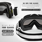 Outdoormaster Otg Ski Goggles - Over Glasses Ski/Snowboard Goggles For Men, Women & Youth - 100% Uv Protection (Stripe Frame + V