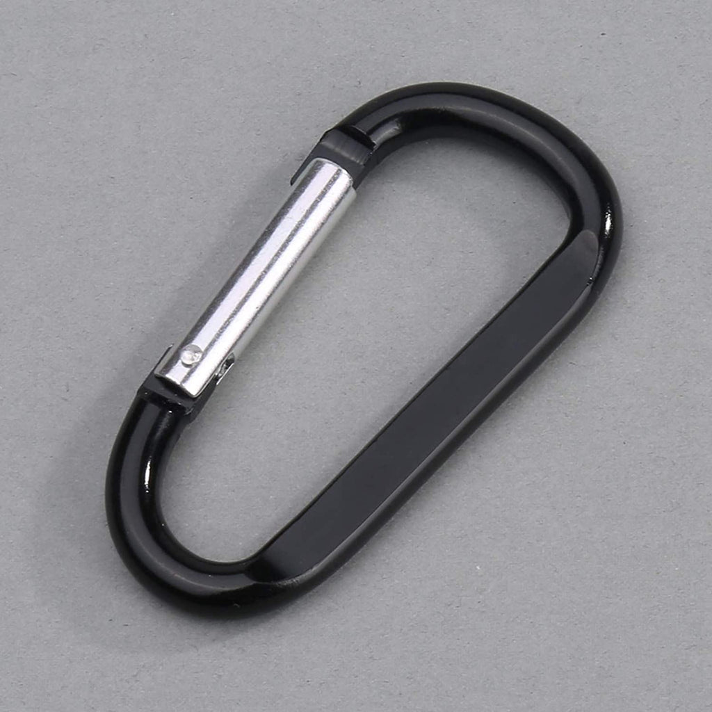 6Pcs Carabiner Caribeaner Clip,3'' Large Aluminum D Ring Shape Carabeaner With 6Pcs Keyring Keychain Hook (Black + Grey)