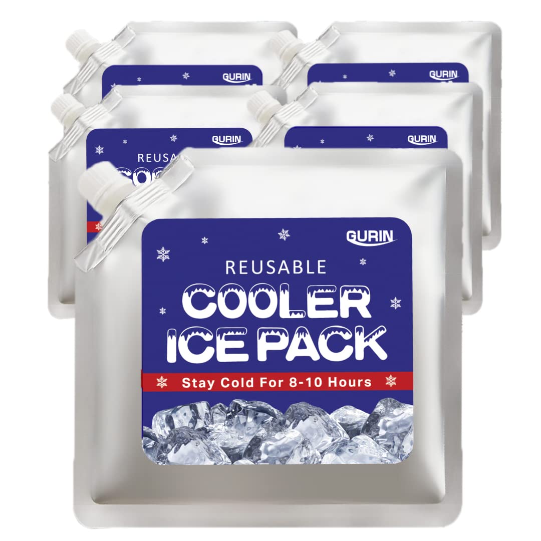Gurin Reusable Ice Packs For Lunch Box, Bag, Or Backpack Coolers - Cold Up To 8-12 Hours Long Lasting For Camping Picnic, Outdoo