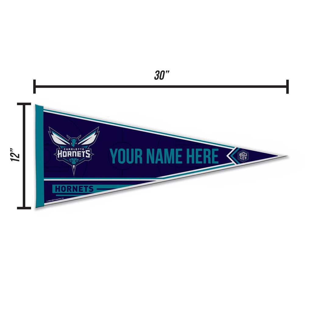 Rico Industries Nba Basketball Charlotte Hornets Personalized - Custom 12'' X 30'' Soft Felt Pennant - Ez To Hang