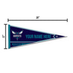 Rico Industries Nba Basketball Charlotte Hornets Personalized - Custom 12'' X 30'' Soft Felt Pennant - Ez To Hang