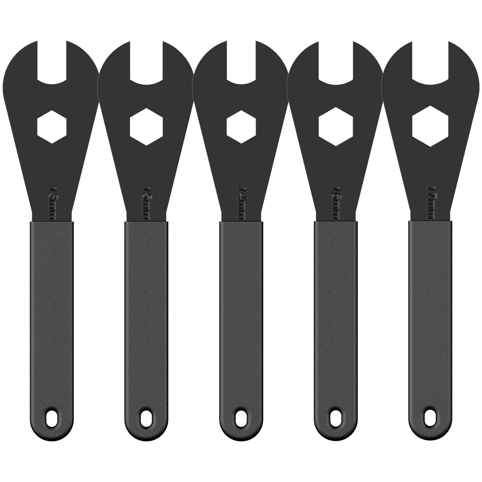 Pawfly 5 Pcs Bike Cone Wrench Set Tool, (13, 14, 15, 16, 17 mm) Slim Open End Spanner Tool Kit for Bicycle Wheel Hub Repair, Axl