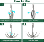 Grappling Hook Folding Survival Claw Multifunctional Stainless Steel Hook For Outdoor Camping Hiking Tree Rock Mountain Climbing