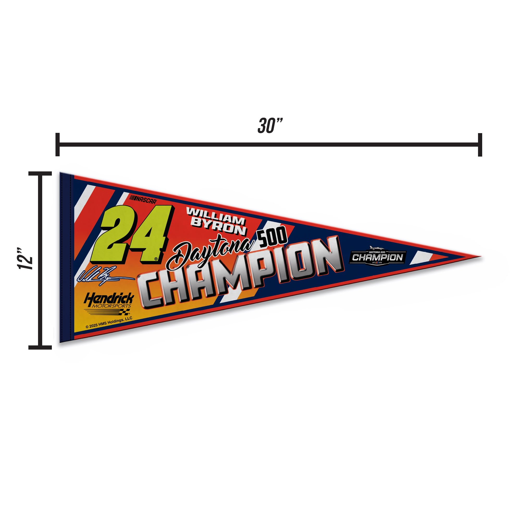 Rico Industries Nascar Racing 2025 Daytona 500 Champion 12'' X 30'' Felt Wall D  Cor Pennant - Great For Home/Bed Room/Man Cave